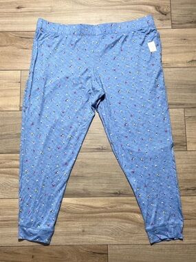 Secret Treasures Womens Floral Print Pull On Pajama Pants Size 2X (18W-20W) Blue